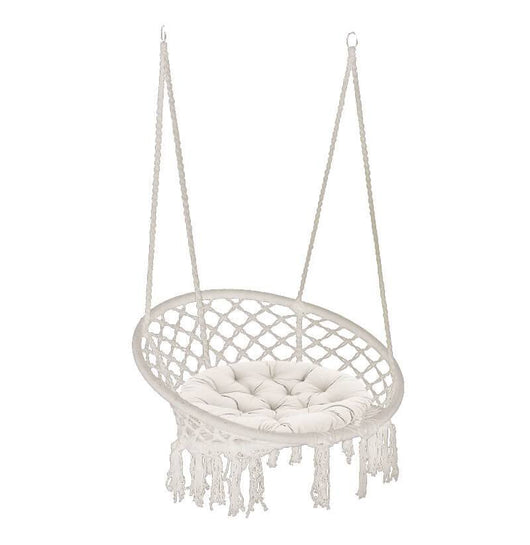 Sedia Sospesa Rotonda con cuscino in Metallo cm 80x80x120 - LORENNE Colore: Beige