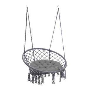 Sedia Sospesa Rotonda con cuscino in Metallo cm 80x80x120 - LORENNE Colore: Grigio scuro