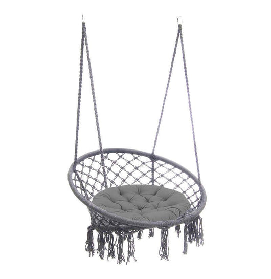 Sedia Sospesa Rotonda con cuscino in Metallo cm 80x80x120 - LORENNE Colore: Grigio scuro