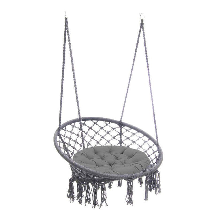 Sedia Sospesa Rotonda con cuscino in Metallo cm 80x80x120 - LORENNE Colore: Grigio scuro