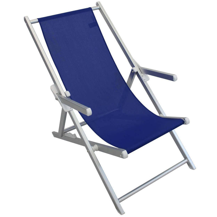 Sdraio mare prendisole Pieghevole in Alluminio Textilene cm 98x67 5x106 - BURT Colore: Blu