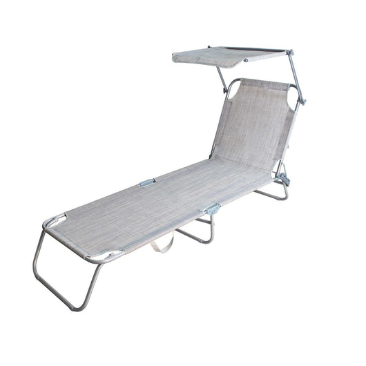 Brandina Pieghevole con tettuccio in Acciaio Textilene cm 185x58x18 - RONDA Colore: Grigio