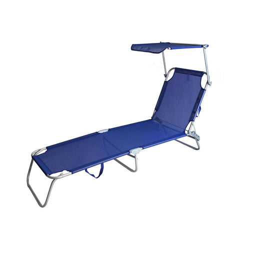 Brandina Pieghevole con tettuccio in Acciaio Textilene cm 185x58x18 - RONDA Colore: Blu