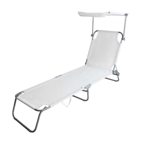 Brandina Pieghevole con tettuccio in Acciaio Textilene cm 185x58x18 - RONDA Colore: Bianco