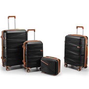 Set di valigie rigide in PP composto da 4 pezzi (20/24/28 pollici), con beauty case da 14", ruote rimovibili per risparmiare spazio e lucchetto a