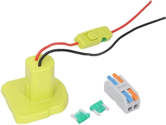 Adattatore per batteria da 18V Lithium | Inclusa Interruttore di Sicurezza | Adatto per batterie Nikkel-cd | Connesione di Collegamento elettrico.