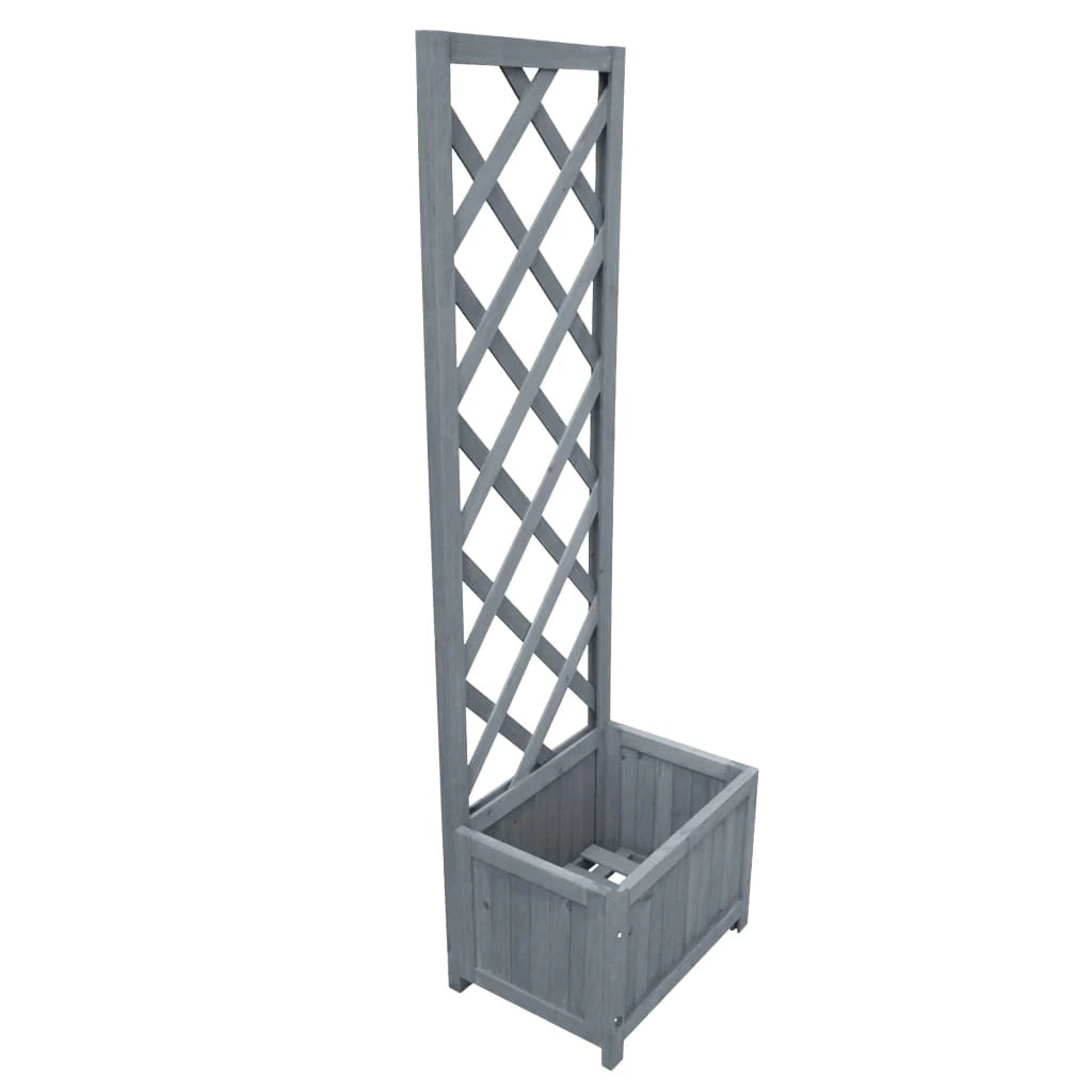 Aiuola rialzata/fioriera per piante fiori terrazza giardino traliccio 40 x 30 x 135 cm legno massello di abete grigio 02_0038597