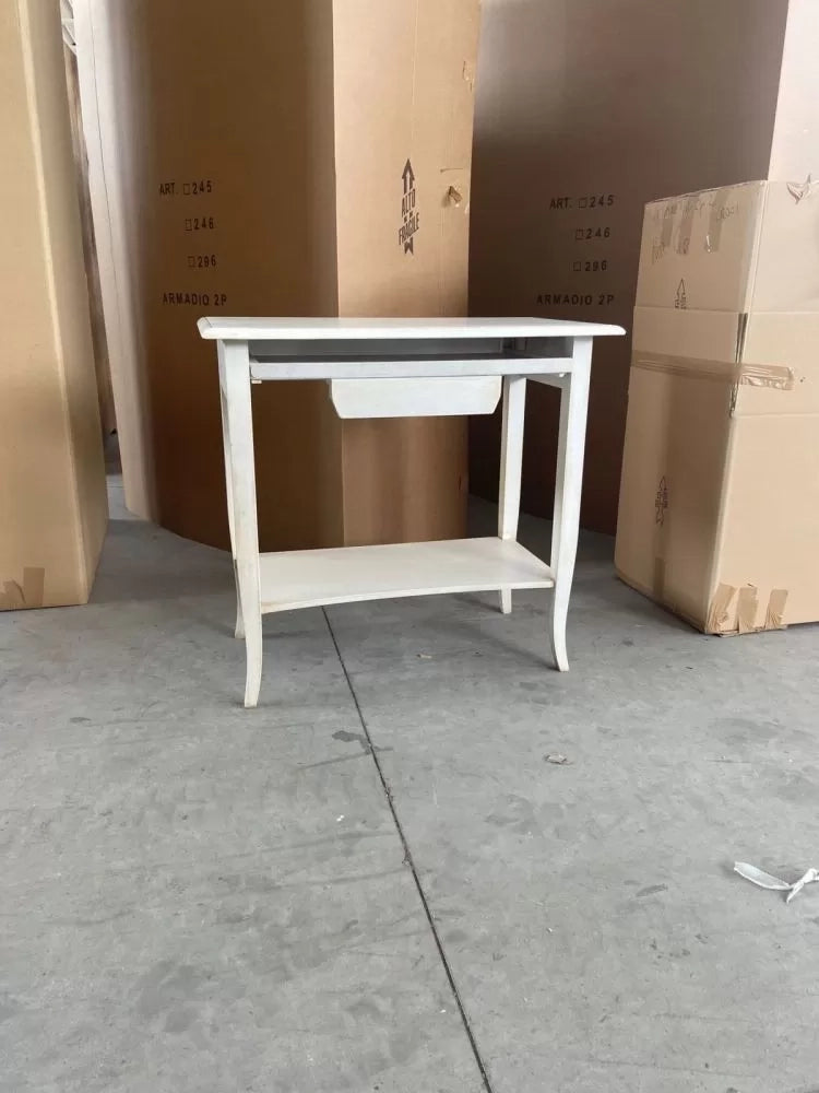 Scrivania 1 cassetto legno shabby bianco anticato 85x49x79 - Mobili 2G