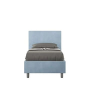 Letto singolo senza rete imbottito 80x190 microfibra azzurro Adele