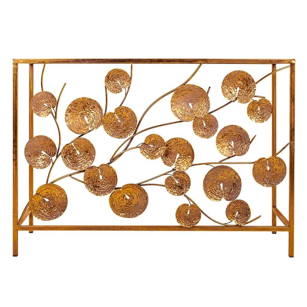 Mobile da ingresso in metallo dorato 100x35x70,5h