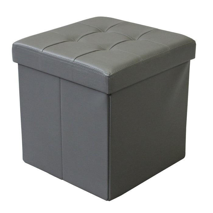 Pouf contenitore in similpelle - MADDOX Colore: Grigio scuro