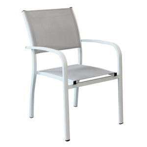 Poltrona da Giardino Impilabile in Alluminio Textilene - MARIUS Colore: Bianco