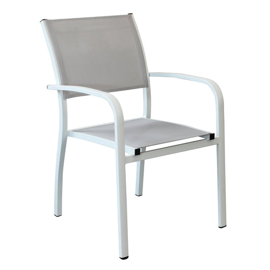 Poltrona da Giardino Impilabile in Alluminio Textilene - MARIUS Colore: Bianco