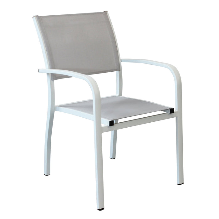 Poltrona da Giardino Impilabile in Alluminio Textilene - MARIUS Colore: Bianco