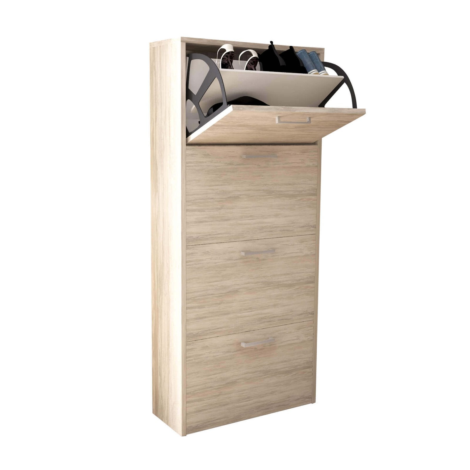 Scarpiera ante a ribalta Salvaspazio - MELVIN Colore: Marrone chiaro, Dimensioni: 4 Ante