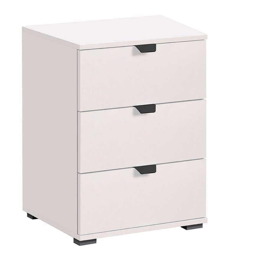 comodino moderno 3 cassetti cm 45x40x63 h - PLUS Colore: Bianco