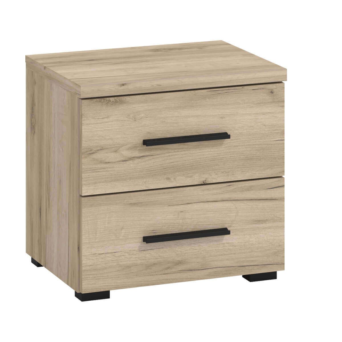 comodino moderno 2 cassetti cm 44 5x33 5x43 h - PLUS Colore: Rovere grigio