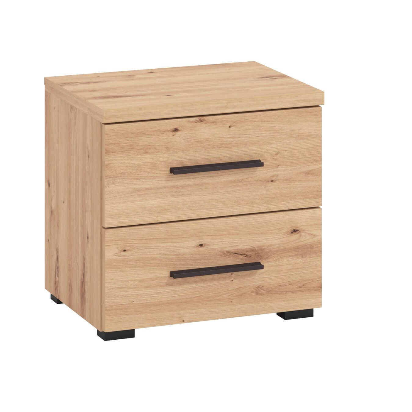 comodino moderno 2 cassetti cm 44 5x33 5x43 h - PLUS Colore: Rovere Chiaro