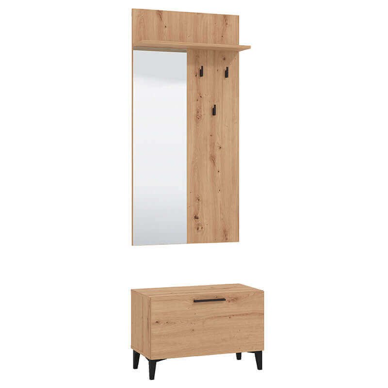 set mobile ingresso appendiabiti con specchio e contenitore cm 67 4x34 8x200 h - WALLWAND Colore: Bianco