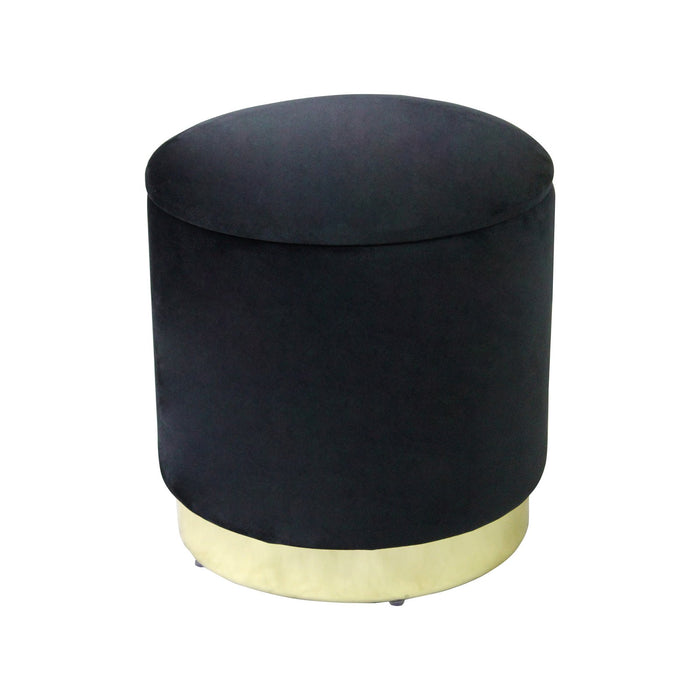 Pouf contenitore rotondo in velluto - OCTAVIA Colore: Nero