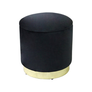 Pouf contenitore rotondo in velluto - OCTAVIA Colore: Nero