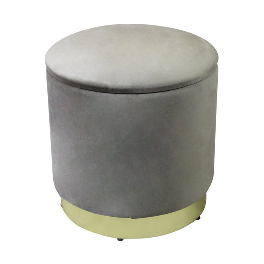Pouf contenitore rotondo in velluto - OCTAVIA Colore: Tortora