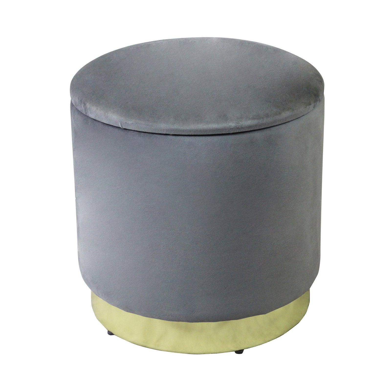 Pouf contenitore rotondo in velluto - OCTAVIA Colore: Grigio