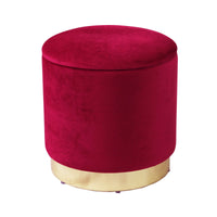 Pouf contenitore rotondo in velluto - OCTAVIA Colore: Rosso