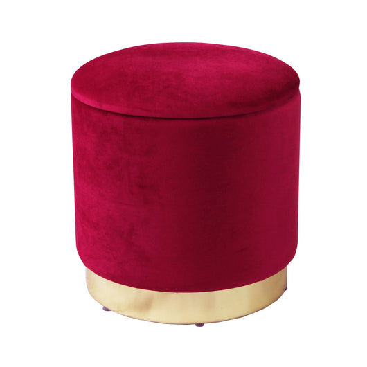 Pouf contenitore rotondo in velluto - OCTAVIA Colore: Rosso