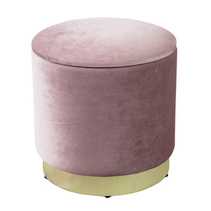 Pouf contenitore rotondo in velluto - OCTAVIA Colore: Rosa