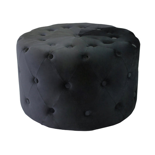 Pouf contenitore rotondo in velluto - PASCAL Colore: Nero