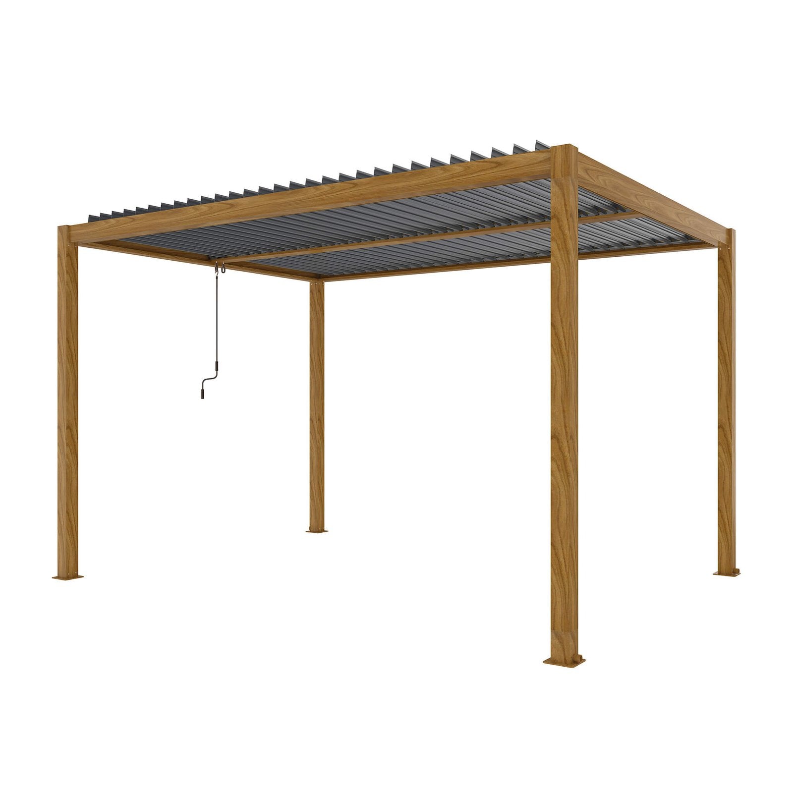 Pergola bioclimatica in alluminio - TONY Colore: Effetto Legno, Dimensioni: 3X4