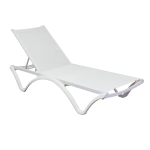 Lettino da esterno in resina e textilene - XANTHE Colore: Bianco