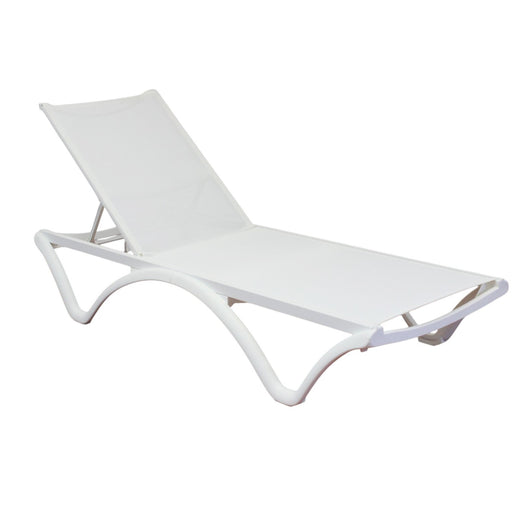 Lettino da esterno in resina e textilene - XANTHE Colore: Bianco