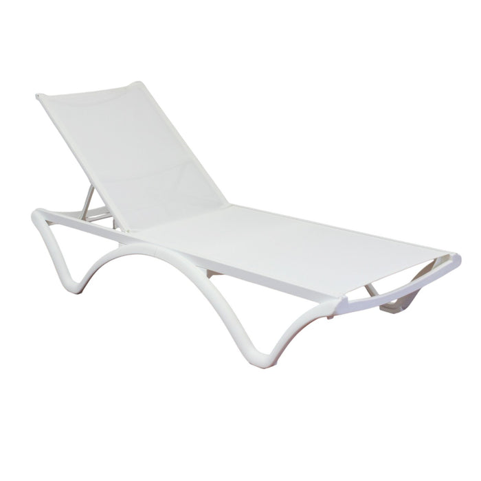 Lettino da esterno in resina e textilene - XANTHE Colore: Bianco