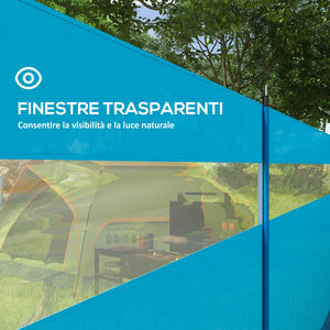 Paravento da Campeggio 725x140 cm Pieghevole Frangivista Azzurro