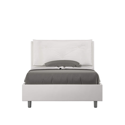 Letto una piazza e mezza rivestito in Similpelle con cuscini xl - APPIA LARGE Dimensione Rete: 120x200, Tipologia Letto: Con Rete e Contenitore, Colore: Bianco