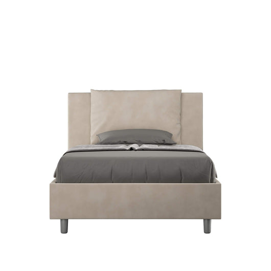 Letto Singolo rivestito in Microfibra - ANTEA Tipologia Letto: Con Rete e Contenitore, Dimensione Rete: 100x210, Colore: Sabbia