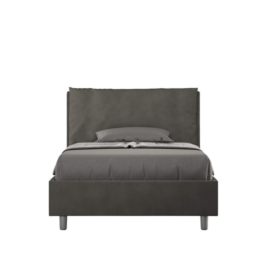 Letto una piazza e mezza rivestito in Microfibra con cuscini xl - ANTEA LARGE Colore: Grigio, Dimensione Rete: 110x190, Tipologia Letto: Con Rete e Contenitore