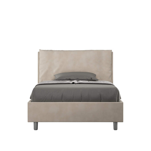 Letto una piazza e mezza rivestito in Microfibra con cuscini xl - ANTEA LARGE Dimensione Rete: 120x200, Tipologia Letto: Con Rete e Contenitore, Colore: Sabbia
