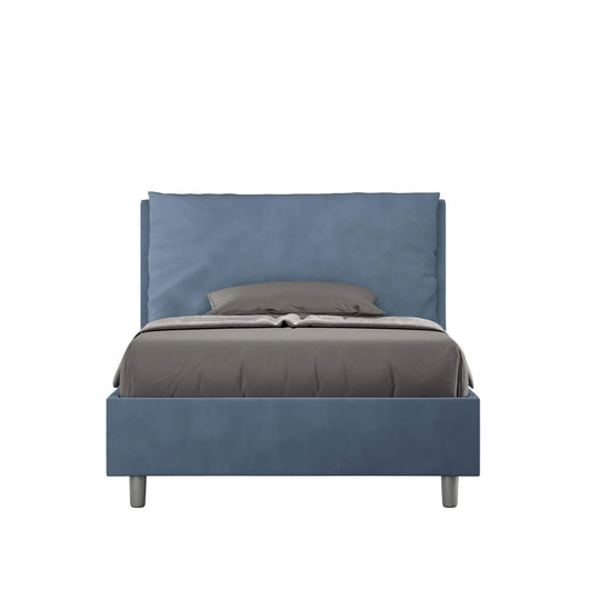 Letto una piazza e mezza rivestito in Microfibra con cuscini xl - ANTEA LARGE Colore: Blu, Dimensione Rete: 120x200, Tipologia Letto: Con Rete e Contenitore