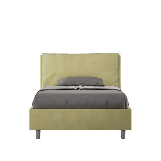 Letto una piazza e mezza rivestito in Microfibra con cuscini xl - ANTEA LARGE Tipologia Letto: Con Rete, Colore: Tè verde, Dimensione Rete: 110x190