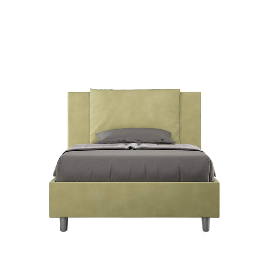 Letto una piazza e mezza rivestito in Microfibra - ANTEA Tipologia Letto: Con Rete e Contenitore, Colore: Tè verde, Dimensione Rete: 120x200