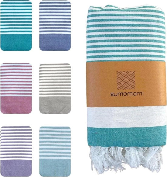 Fouta XXL per Spiaggia o Pic-Nic - Disegno a Frange - Grande Tenda da Mare 210 x 240 cm