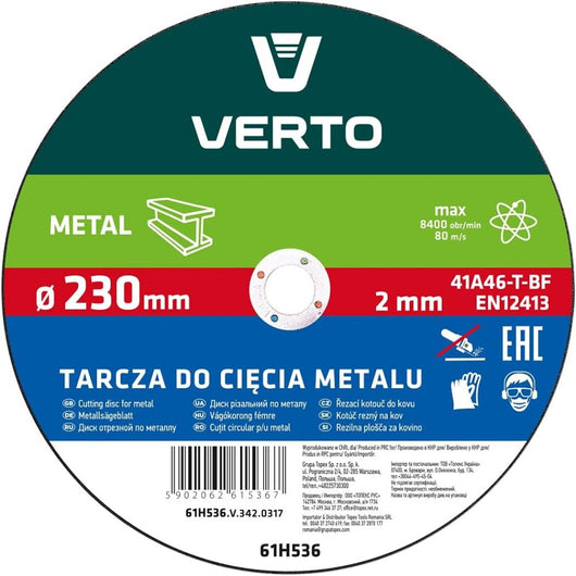 Topex 61h536 disco da taglio per er metallo, 230 x 2,0 x 22 mm