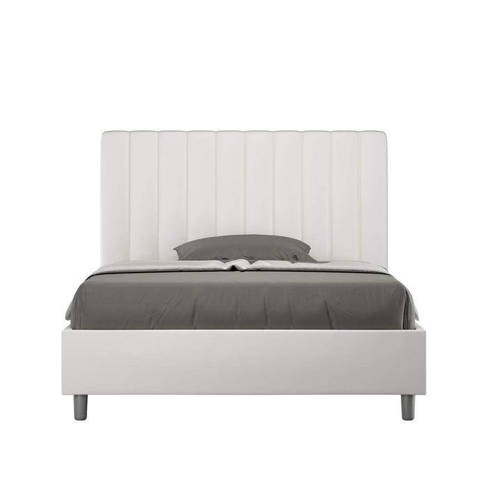 Letto una piazza e mezza rivestito in - AGUEDA Dimensione Rete: 120x210, Tipologia Letto: Senza Rete, Colore: Bianco