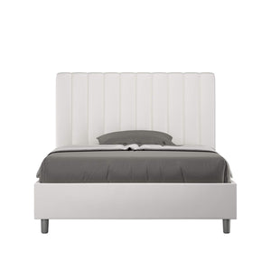 Letto una piazza e mezza rivestito in - AGUEDA Dimensione Rete: 120x210, Tipologia Letto: Con Rete, Colore: Bianco