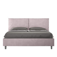 Letto Matrimoniale rivestito in Microfibra - ANTEA Tipologia Letto: Con Rete e Contenitore, Dimensione Rete: 160x190, Colore: Glicine