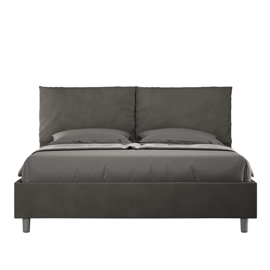 Letto Matrimoniale rivestito in Microfibra - ANTEA Colore: Grigio, Tipologia Letto: Con Rete e Contenitore, Dimensione Rete: 160x210