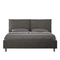 Letto Matrimoniale rivestito in Microfibra - ANTEA Dimensione Rete: 160x200, Colore: Grigio, Tipologia Letto: Con Rete e Contenitore